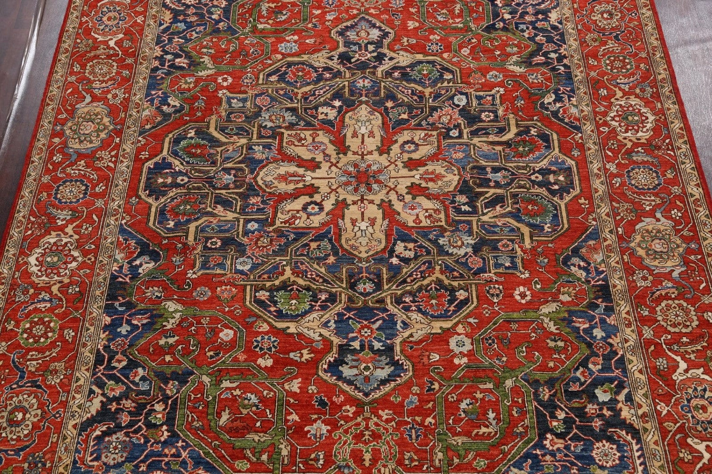 Geometric Heriz Serapi Vegetable Dye Oriental Area Rug 9x12