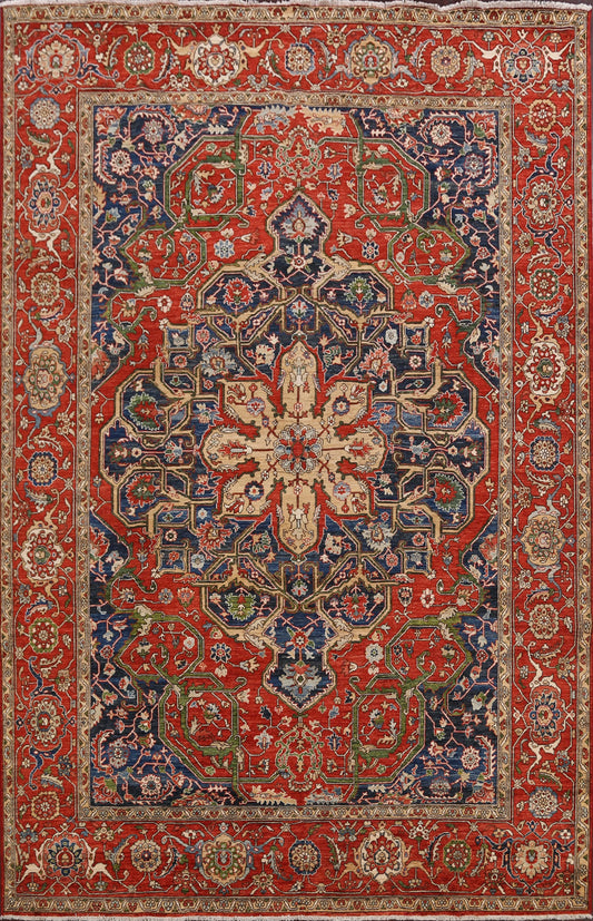 Geometric Heriz Serapi Vegetable Dye Oriental Area Rug 9x12