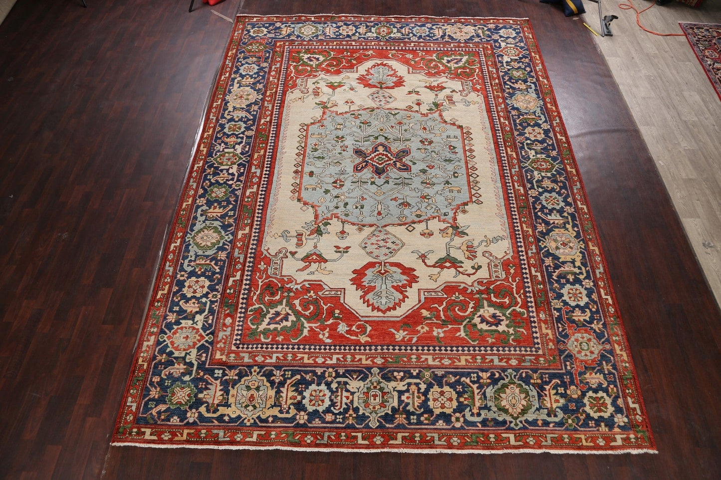 Geometric Heriz Serapi Vegetable Dye Oriental Area Rug 10x14