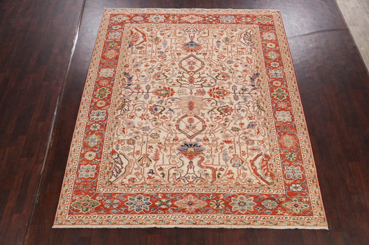 Floral Heriz Serapi Vegetable Dye Oriental Area Rug 8x10