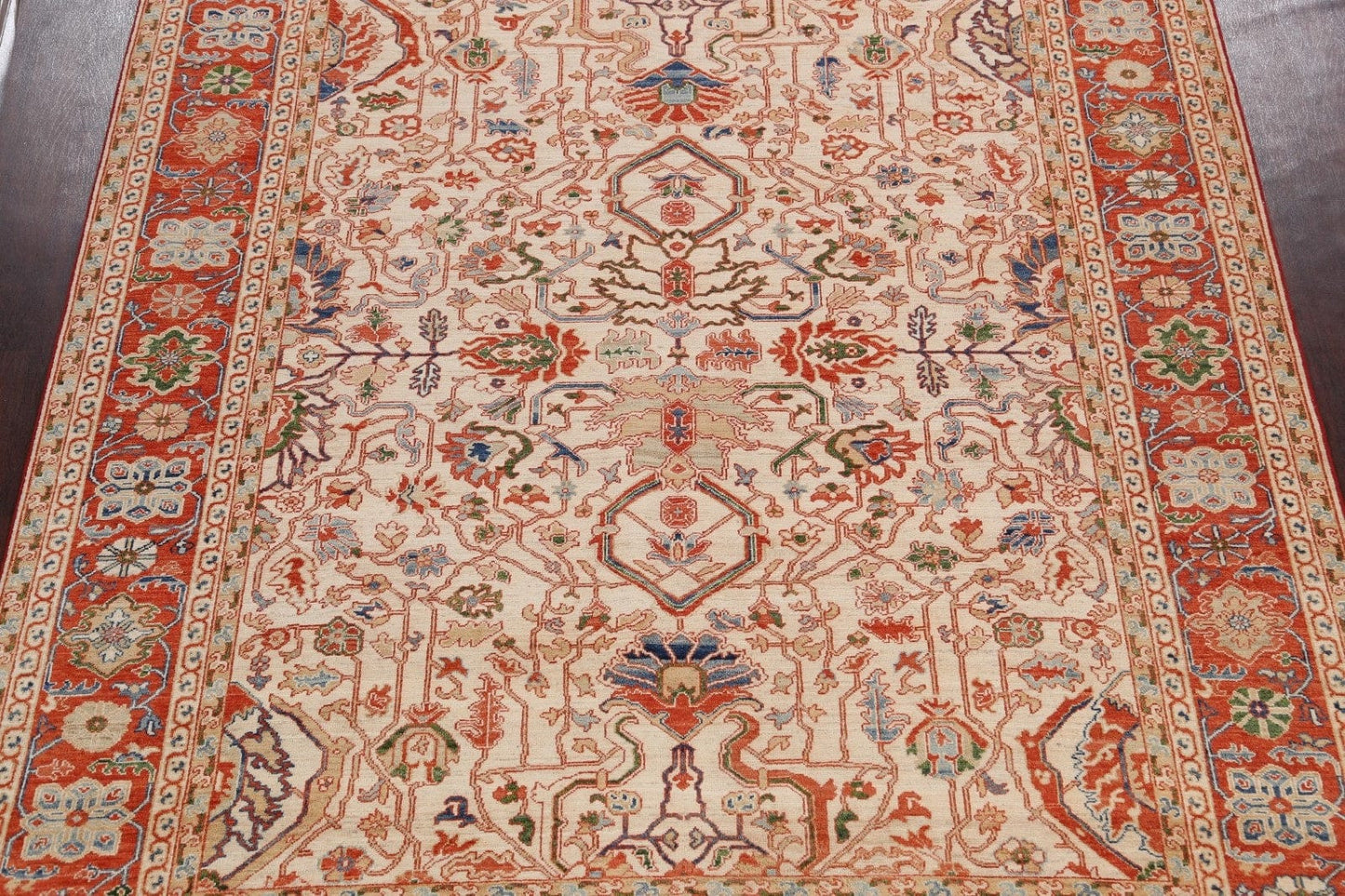 Floral Heriz Serapi Vegetable Dye Oriental Area Rug 8x10