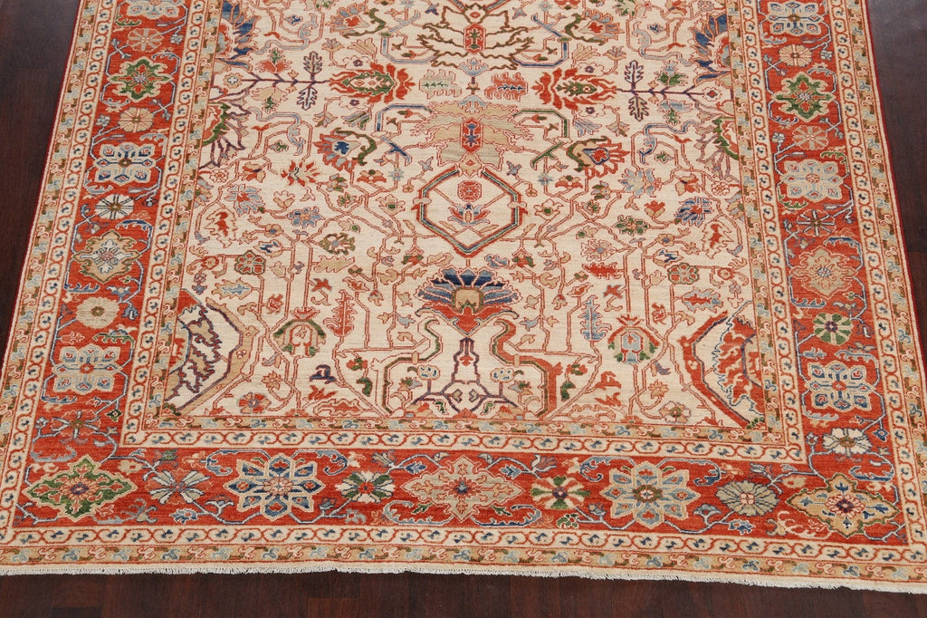 Floral Heriz Serapi Vegetable Dye Oriental Area Rug 8x10