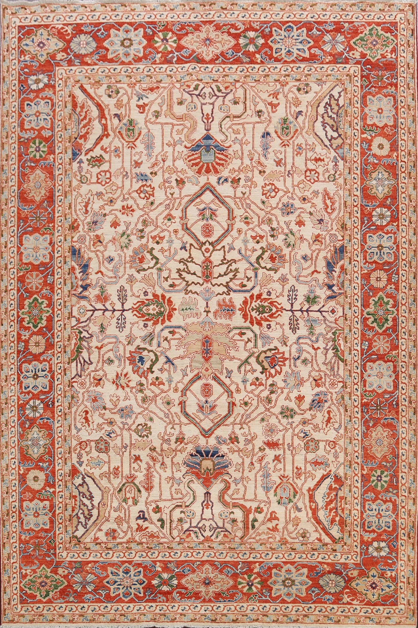 Floral Heriz Serapi Vegetable Dye Oriental Area Rug 8x10