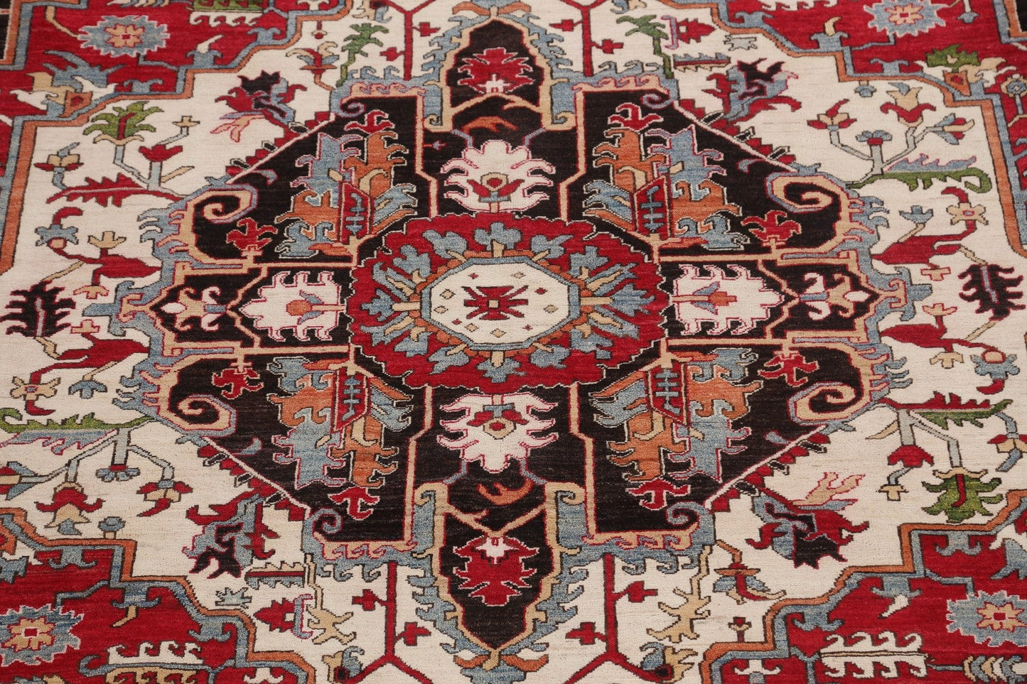 Geometric Heriz Serapi Vegetable Dye Oriental Area Rug 10x13