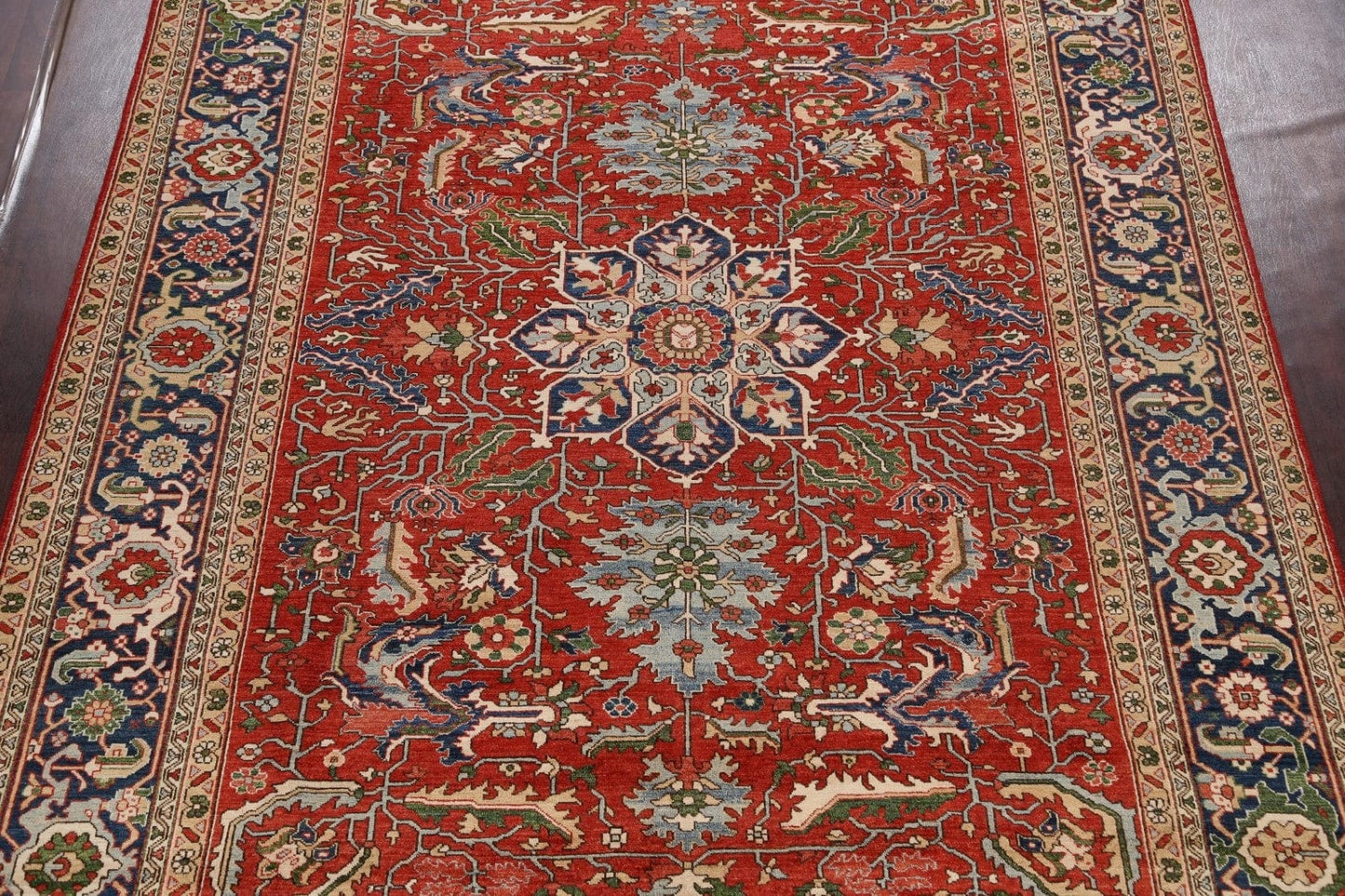 Floral Heriz Serapi Vegetable Dye Oriental Area Rug 9x12