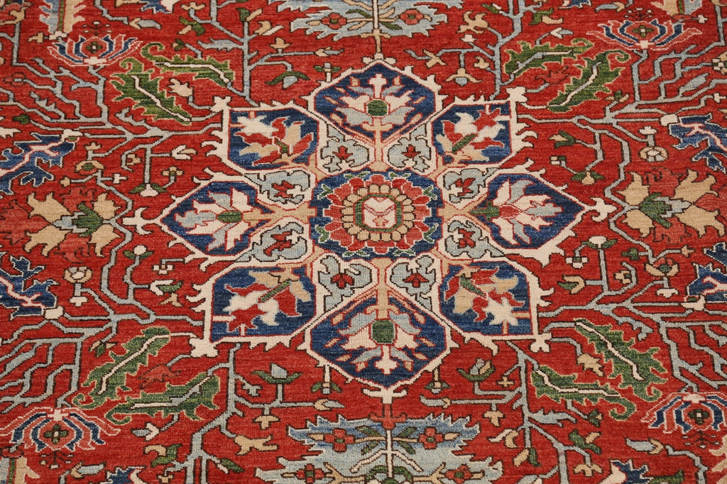 Floral Heriz Serapi Vegetable Dye Oriental Area Rug 9x12