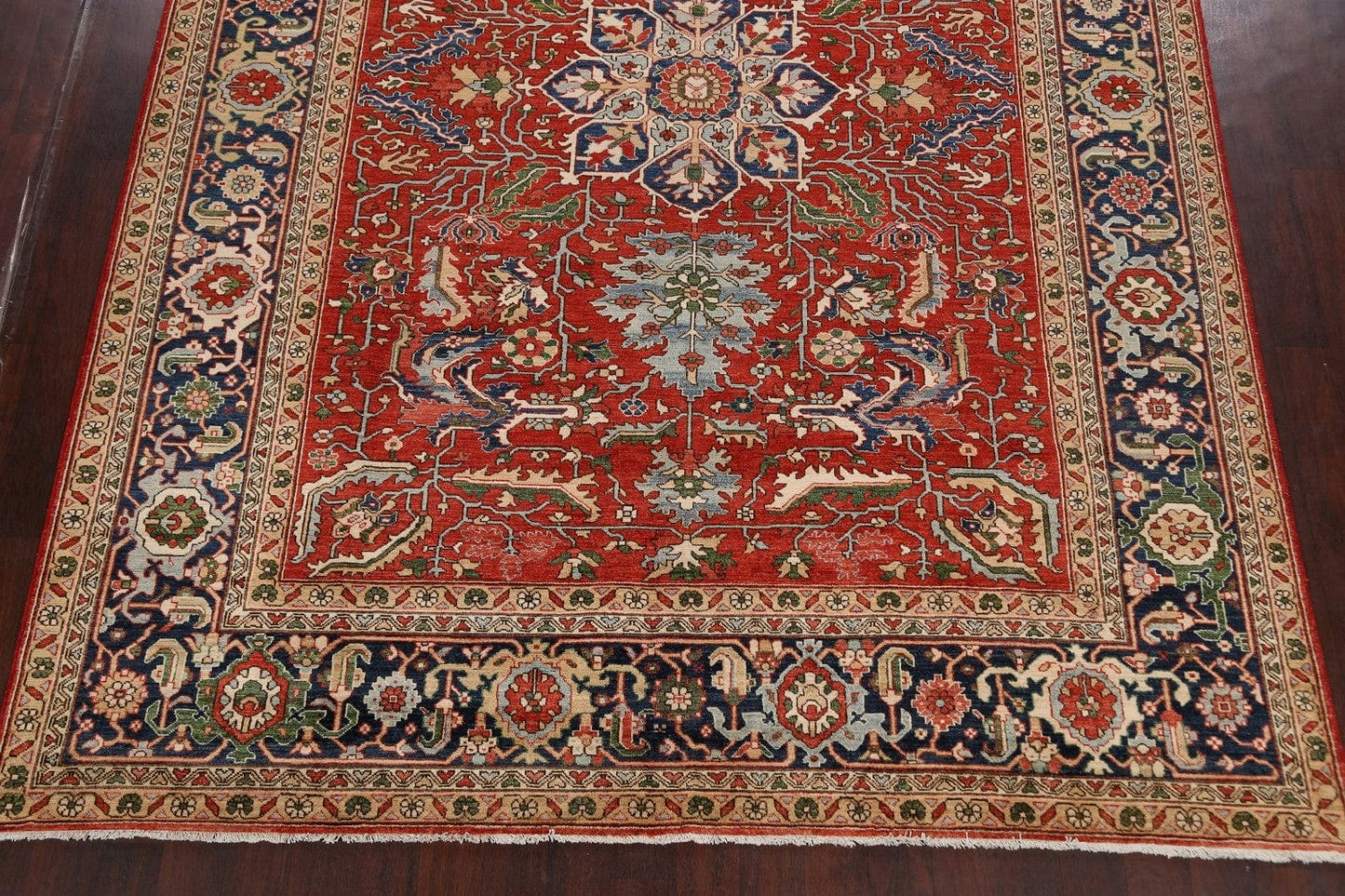 Floral Heriz Serapi Vegetable Dye Oriental Area Rug 9x12