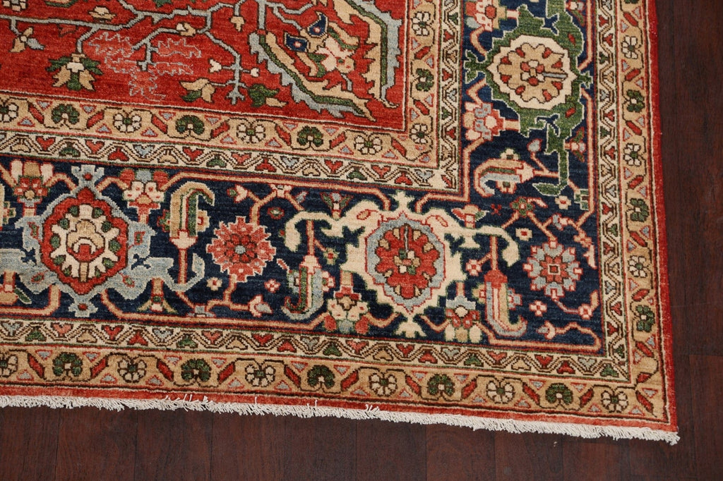 Floral Heriz Serapi Vegetable Dye Oriental Area Rug 9x12