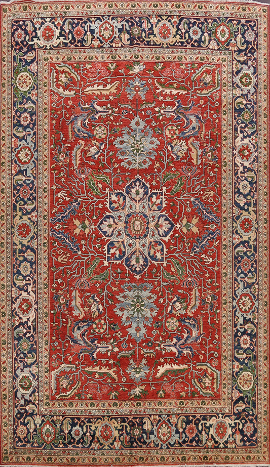 Floral Heriz Serapi Vegetable Dye Oriental Area Rug 9x12