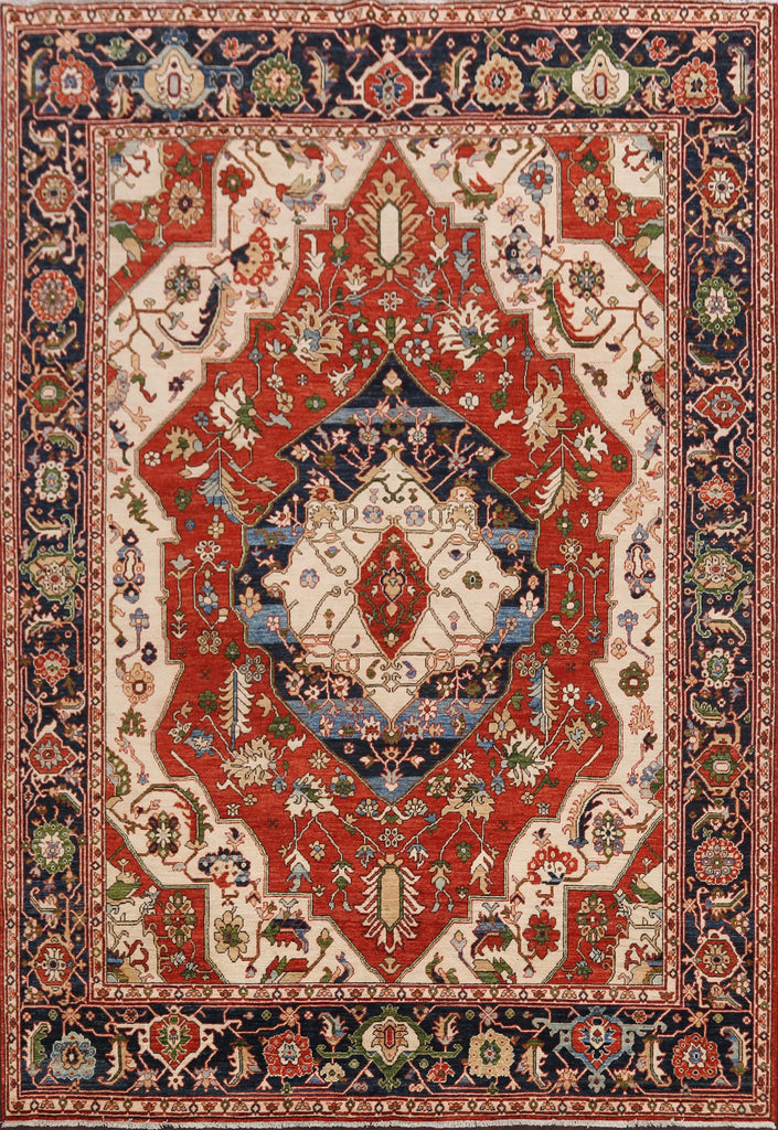 Geometric Heriz Serapi Vegetable Dye Oriental Area Rug 8x10