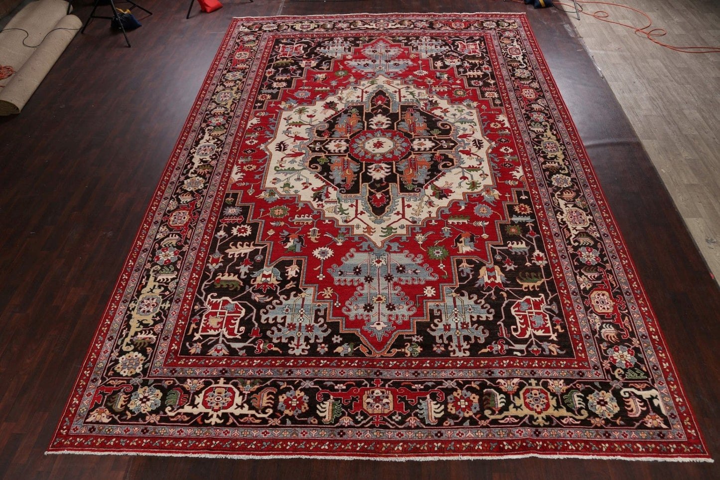 Heriz Serapi Vegetable Dye Oriental Area Rug 12x18 Large