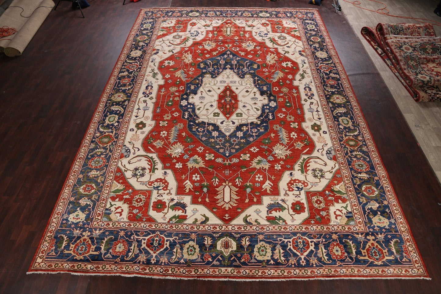 Heriz Serapi Vegetable Dye Oriental Area Rug 12x18 Large