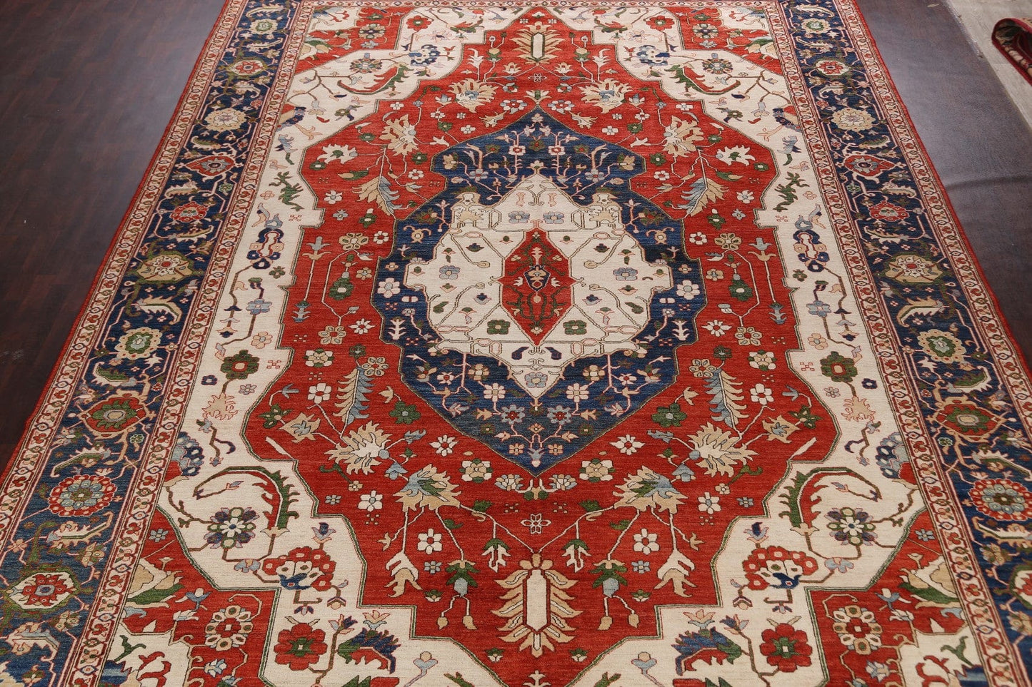 Heriz Serapi Vegetable Dye Oriental Area Rug 12x18 Large