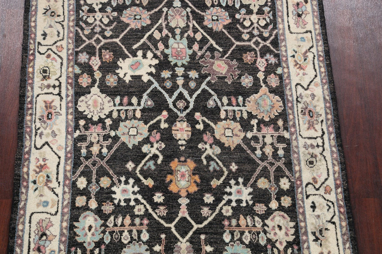 Black Floral Oushak Oriental Area Rug 5x6