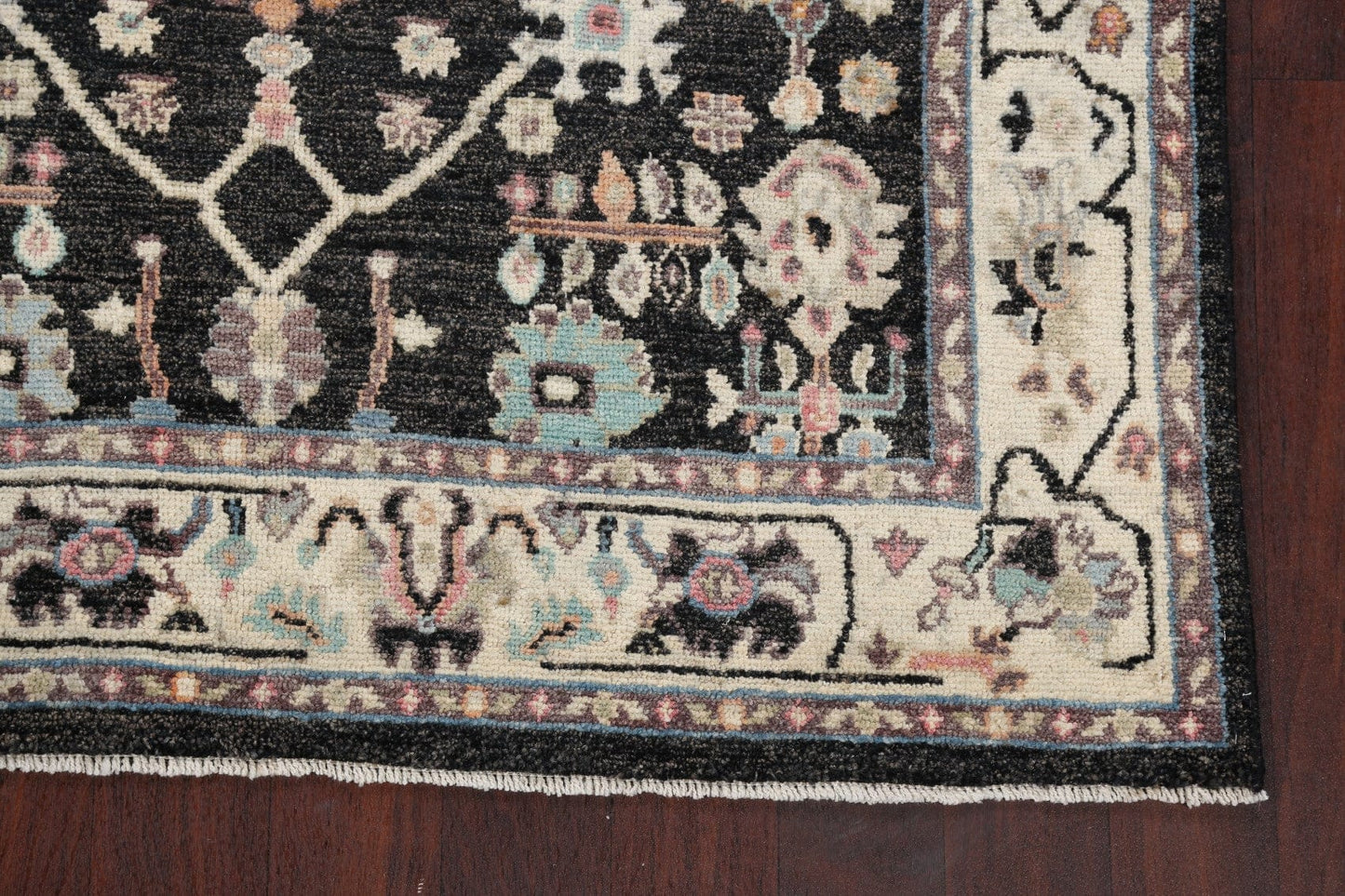 Black Floral Oushak Oriental Area Rug 5x6