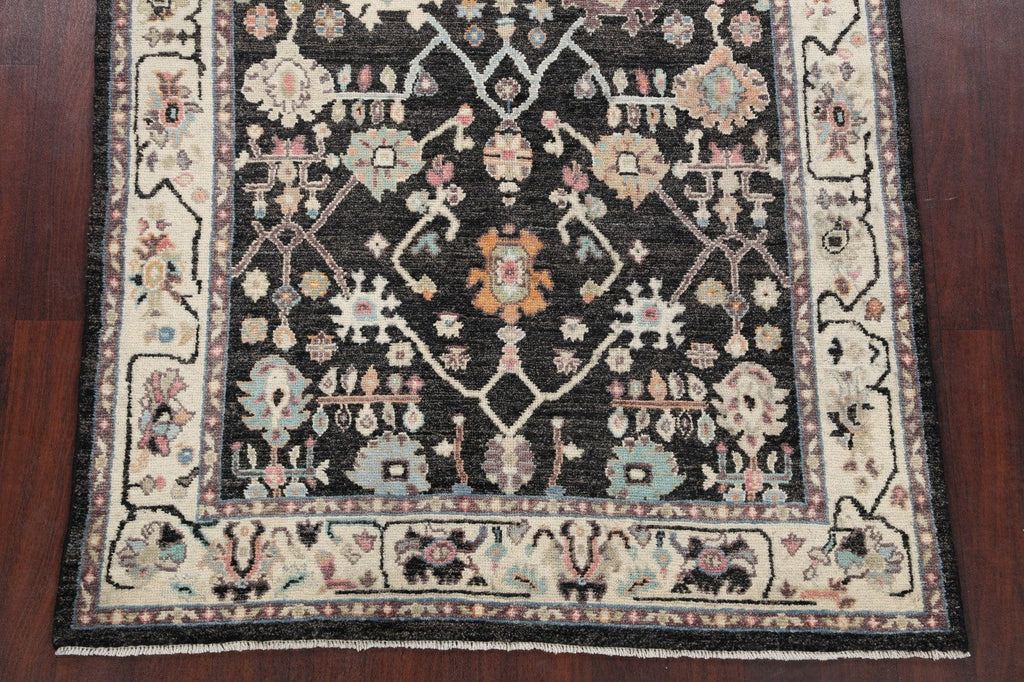 Black Floral Oushak Oriental Area Rug 5x6