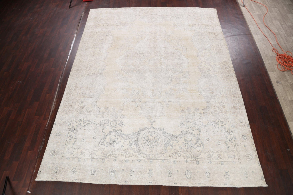 Antique Distressed Floral Tabriz Persian Area Rug 10x12