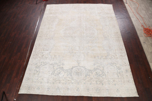 Antique Distressed Floral Tabriz Persian Area Rug 10x12