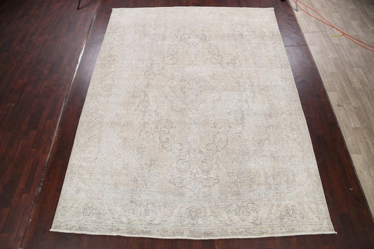 Distressed Floral Tabriz Persian Area Rug 10x13