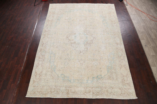 Antique Muted Distressed Tabriz Persian Area Rug 9x13