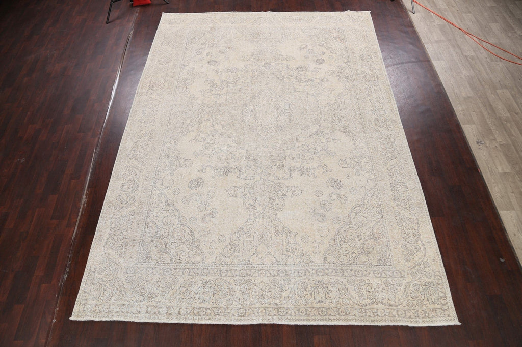 Muted Distressed Tabriz Persian Area Rug 9x13