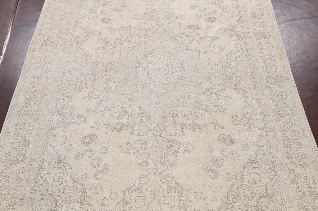 Muted Distressed Tabriz Persian Area Rug 9x13