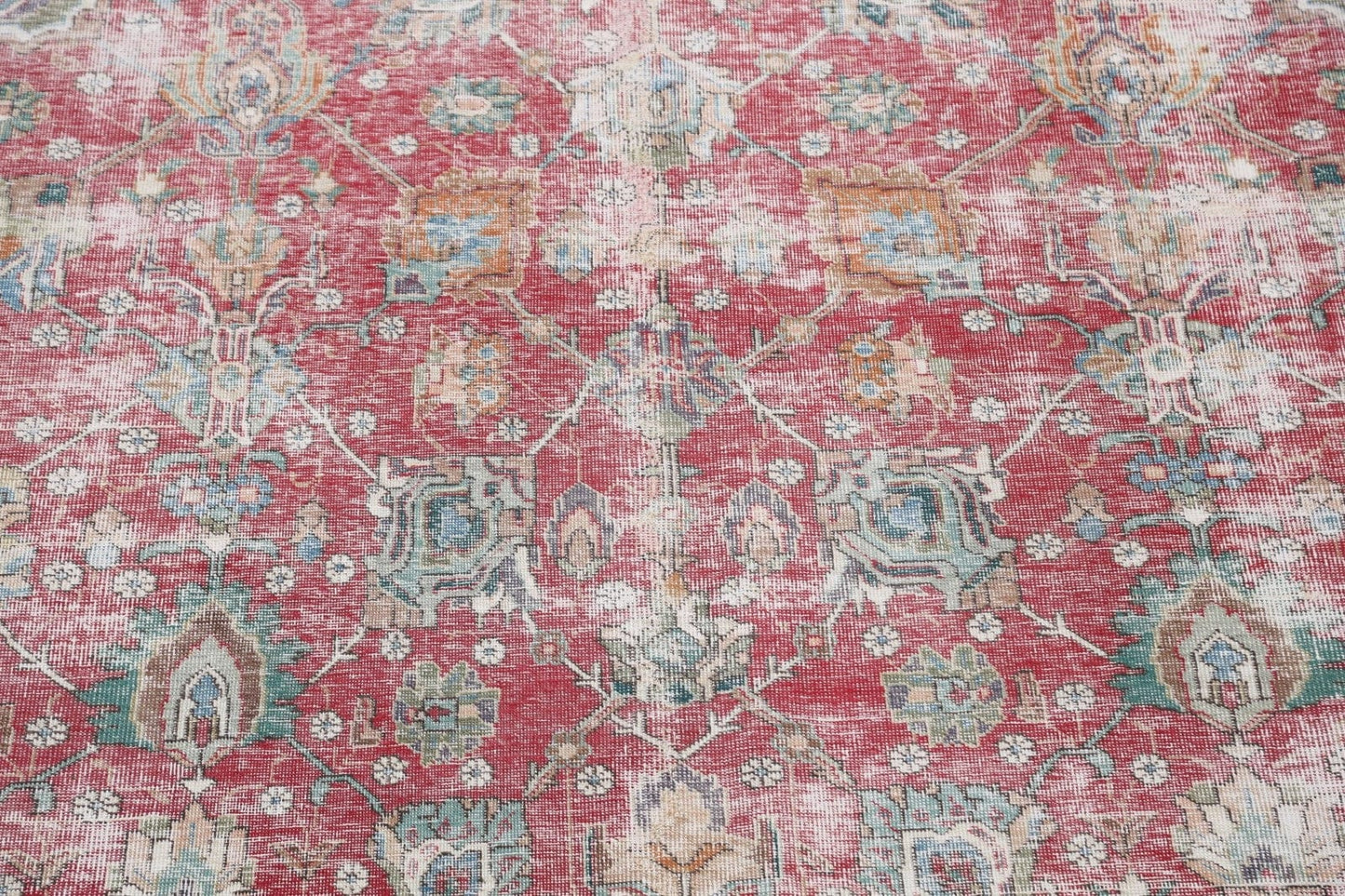 Distressed Floral Tabriz Persian Area Rug 9x12