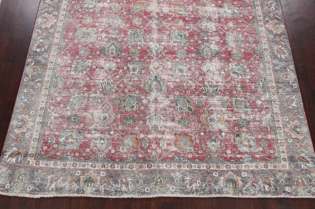 Distressed Floral Tabriz Persian Area Rug 9x12