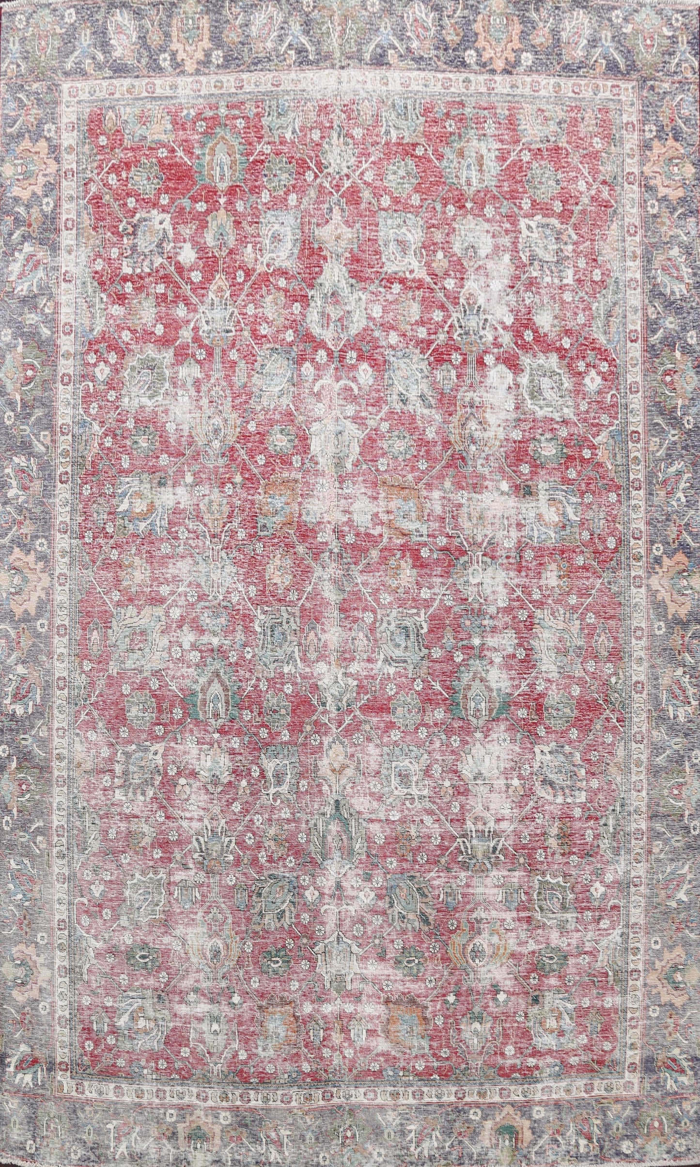 Distressed Floral Tabriz Persian Area Rug 9x12