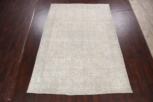 Distressed Floral Tabriz Persian Area Rug 8x11