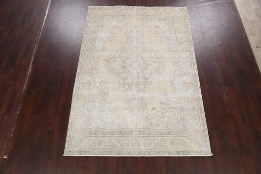 Distressed Floral Tabriz Persian Area Rug 6x9