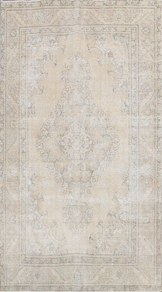 Distressed Floral Tabriz Persian Area Rug 6x9