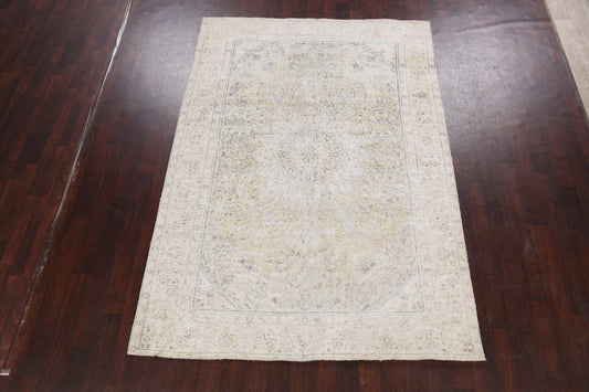 Distressed Floral Tabriz Persian Area Rug 6x9