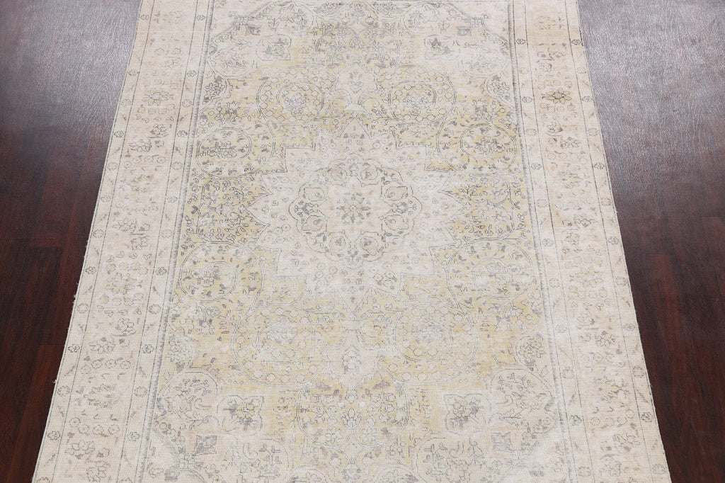 Distressed Floral Tabriz Persian Area Rug 6x9