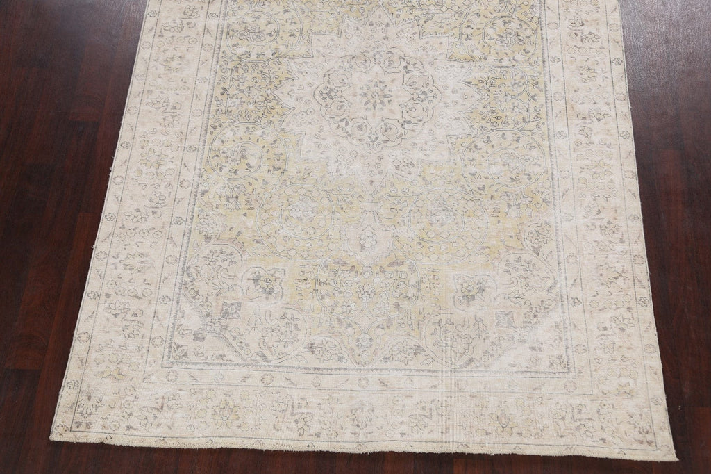 Distressed Floral Tabriz Persian Area Rug 6x9