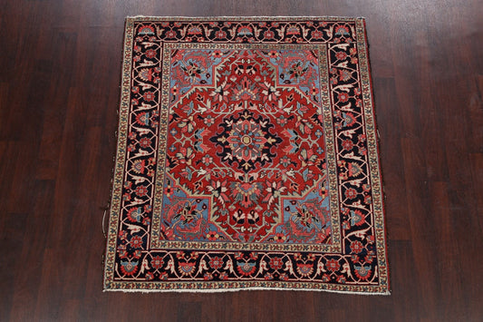 100% Vegetable Dye Antique Heriz Serapi Persian Area Rug 5x6