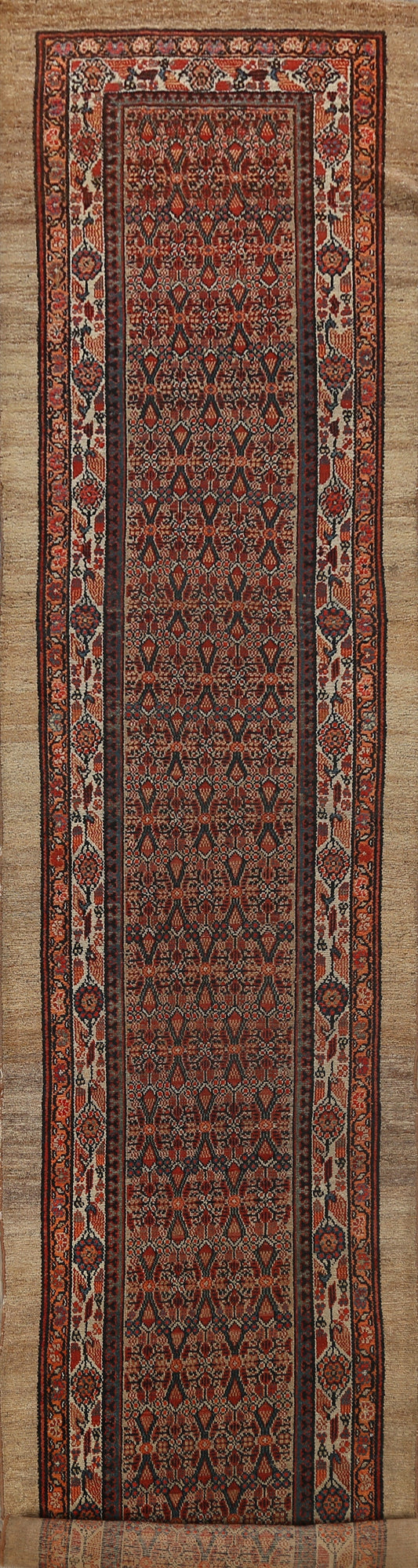 Pre-1900 Serab Vegetable Dye Persian Runner Rug 3x16