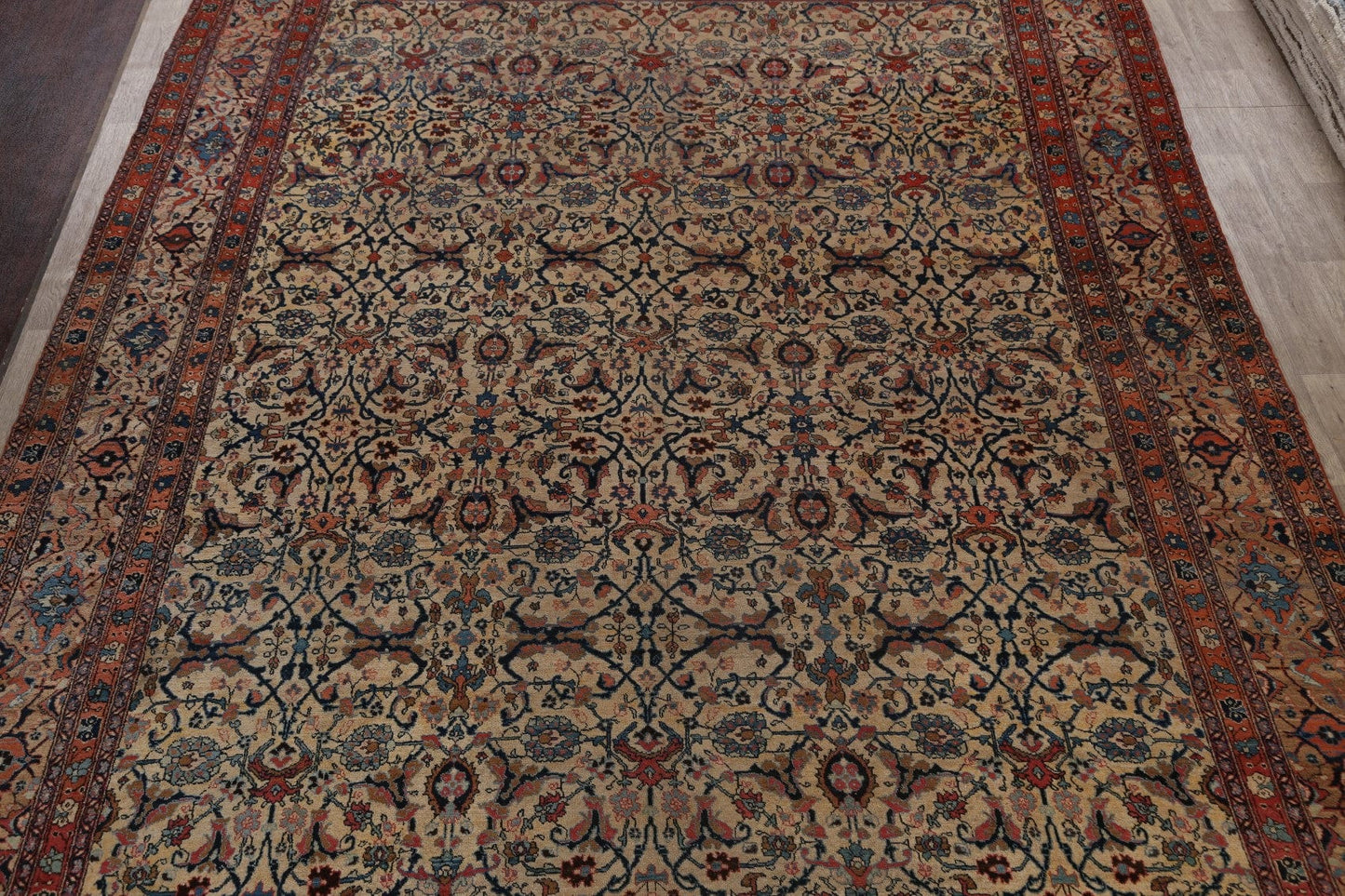 Pre-1900 Antique Bidjar Vegetable Dye Persian Area Rug 11x16