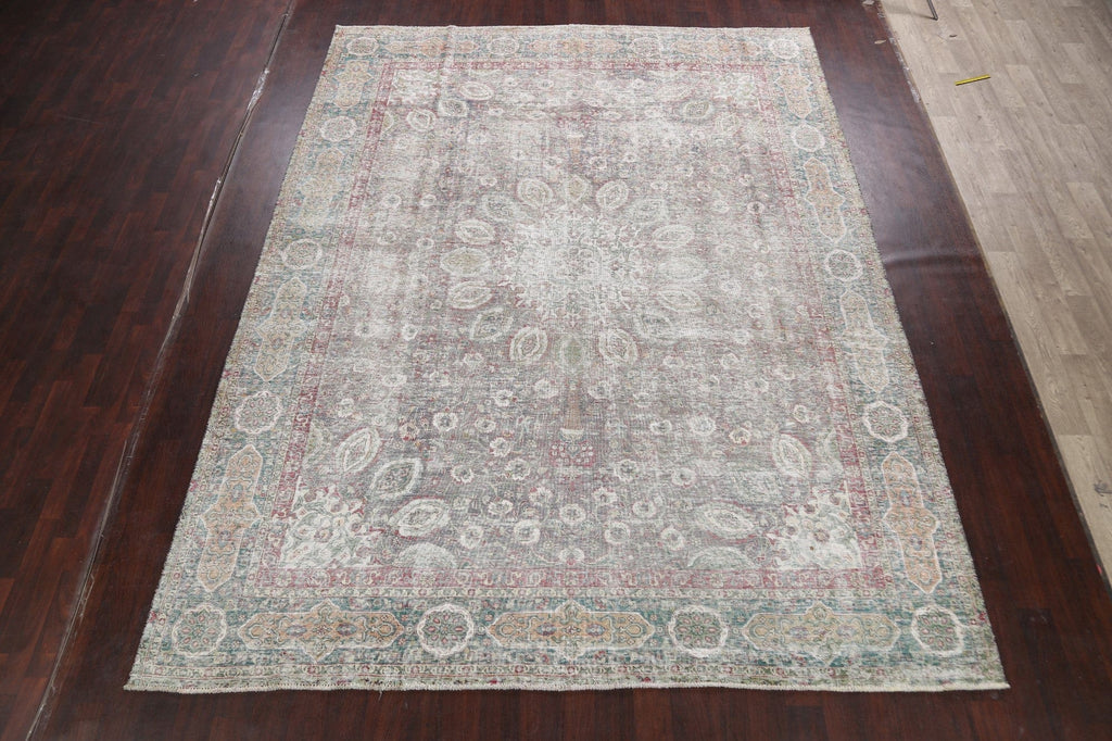 Muted Distressed Tabriz Persian Area Rug 10x12