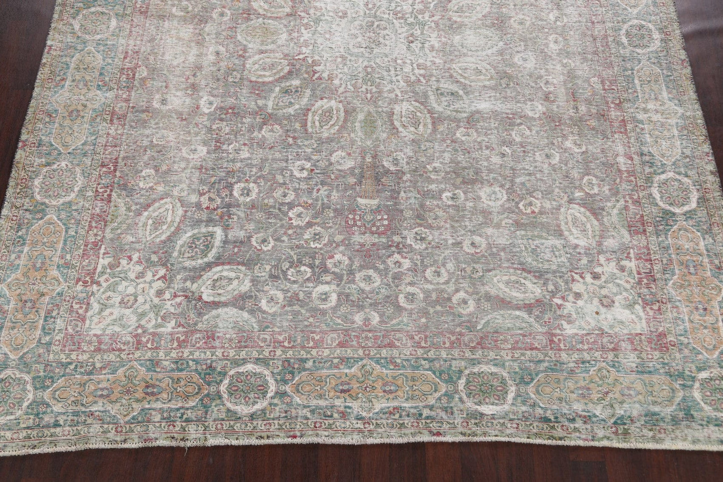 Muted Distressed Tabriz Persian Area Rug 10x12