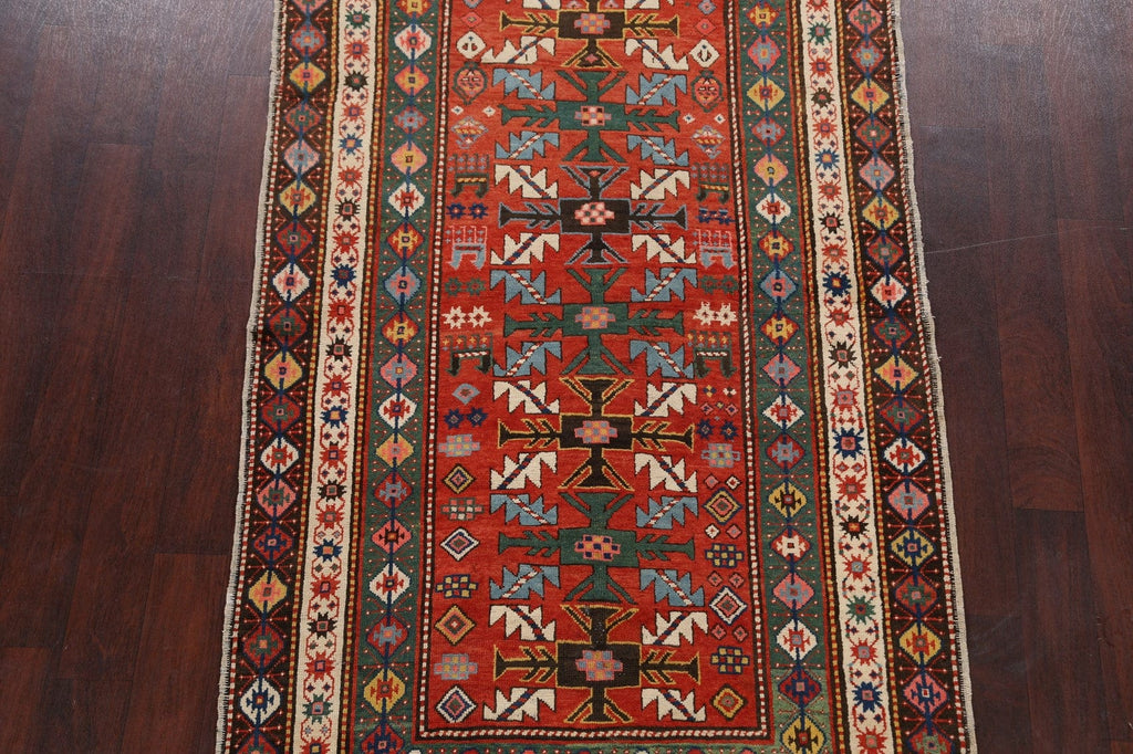 Pre-1900 Antique Vegetable Dye Kazak Oriental Area Rug 4x7