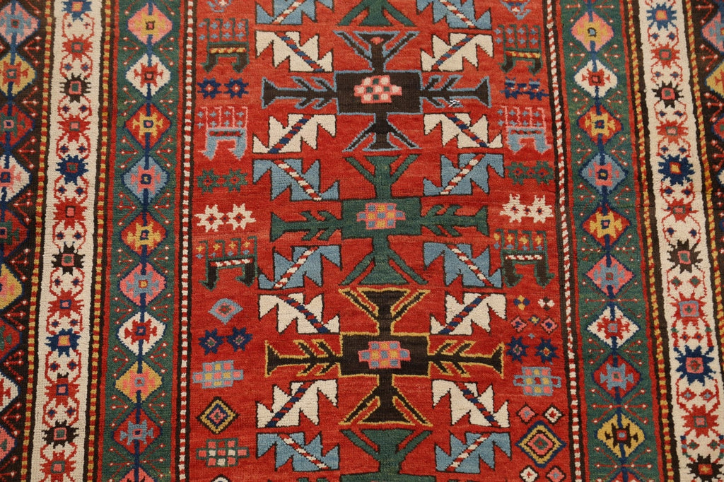 Pre-1900 Antique Vegetable Dye Kazak Oriental Area Rug 4x7