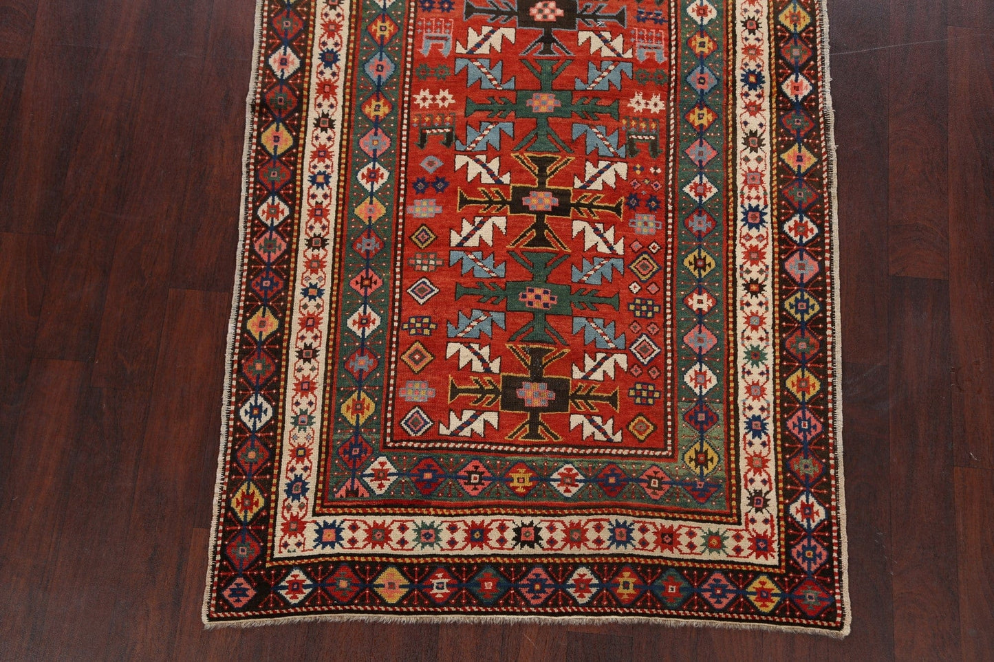 Pre-1900 Antique Vegetable Dye Kazak Oriental Area Rug 4x7