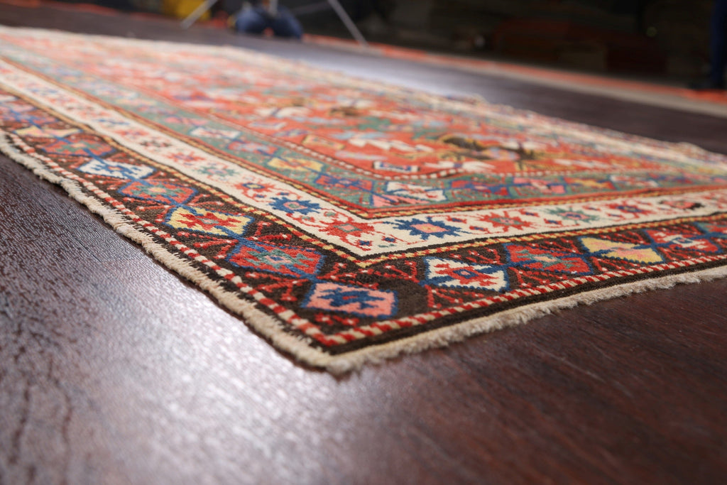 Pre-1900 Antique Vegetable Dye Kazak Oriental Area Rug 4x7