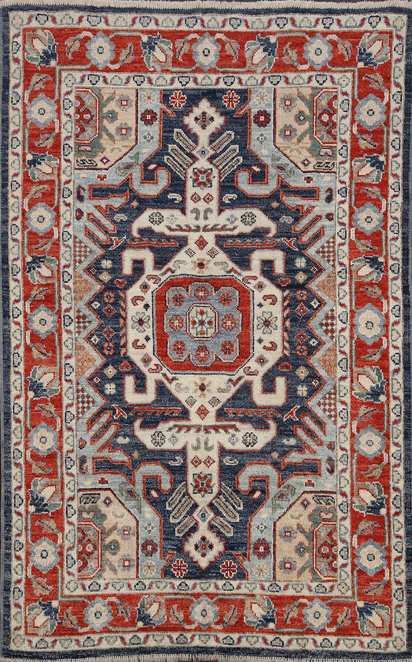 Geometric Khotan Oriental Area Rug 4x6