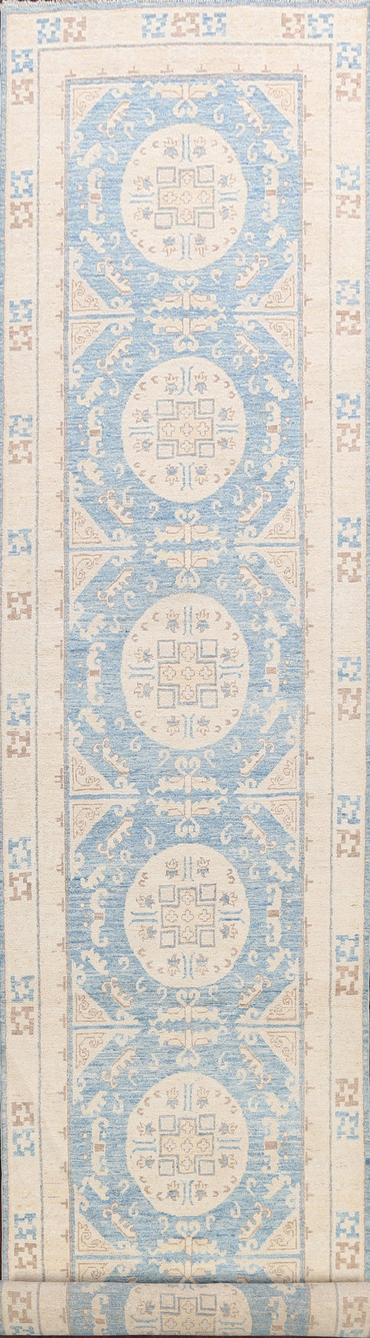 100% Vegetable Dye Oushak Turkish Oriental Runner Rug 4x19