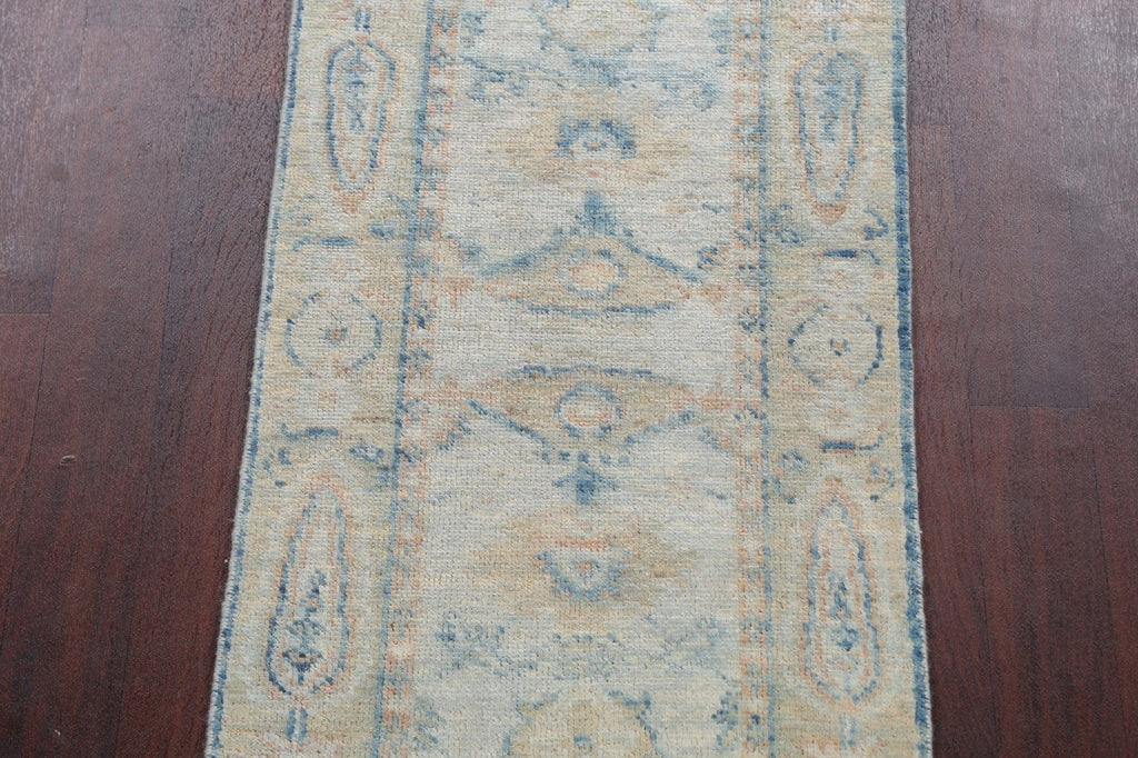 100% Vegetable Dye Oushak Oriental Runner Rug 2x11