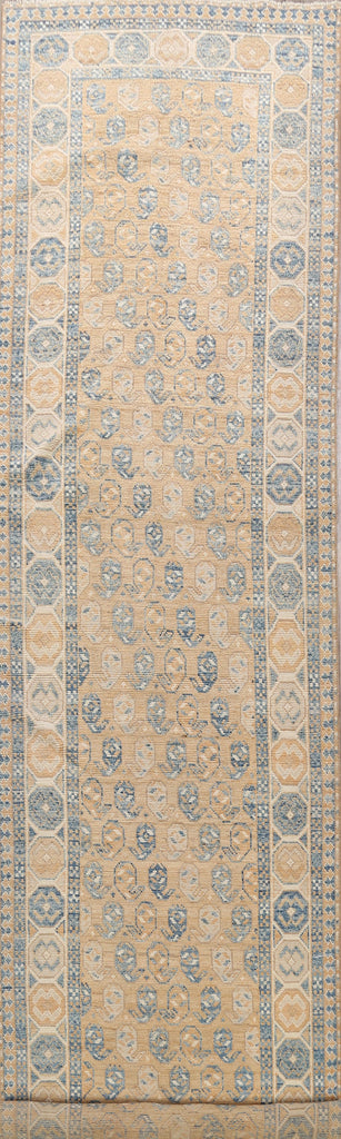 Vegetable Dye Paisley Oushak Turkish Oriental Runner Rug 4x15