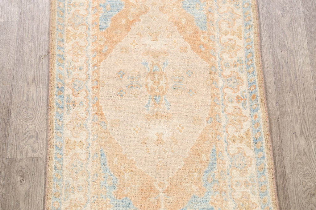 100% Vegetable Dye Oushak Turkish Oriental Runner Rug 3x10