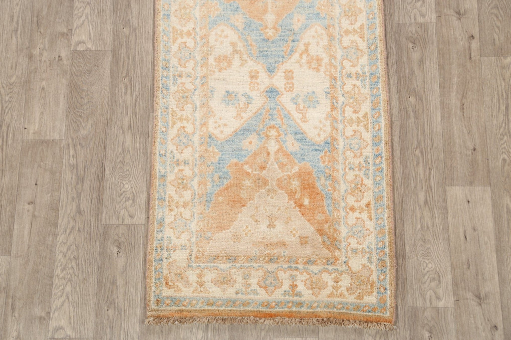 100% Vegetable Dye Oushak Turkish Oriental Runner Rug 3x10